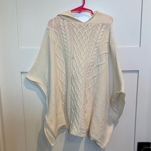 GAP Cream Cable Knit Hooded Poncho